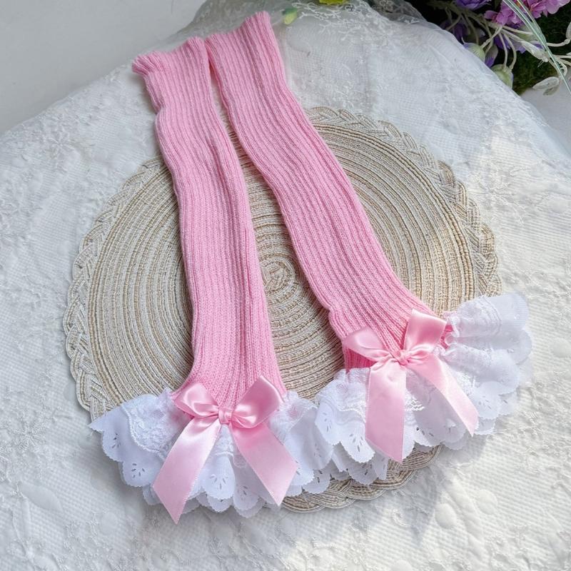 Mädchen Lolita Rüschen Flauschige Beinwärmer Gestrickte Beinärmel Goth Häkeln Knöchel Haufen Socken JK Uniform Fußabdeckungen