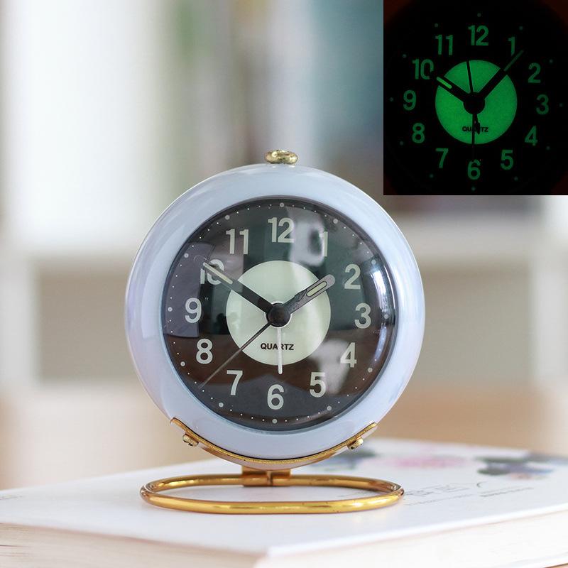 Metal Alarm Clock Creative Mute Children's Electronic Alarm Clock Simple Living Room Bedroom Student Luminous Clock Table