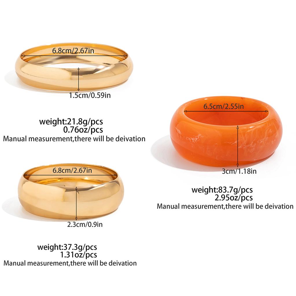 Ingemark 3 Styles Creative Chunky Resin Acrylic Bangles for Women On Hand 2025 New Fashion Wide Spring Arm Bracelet Jewelry Gift