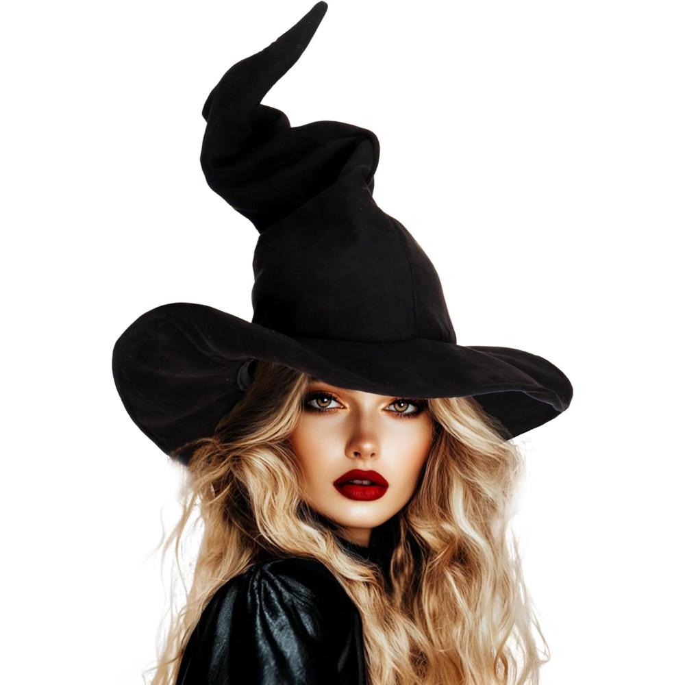 

1 Pack Halloween Witch Hat Adult Halloween Wizard Hat Holiday Party Supplies Role Play Accessories Unisex Black Pointy Hat