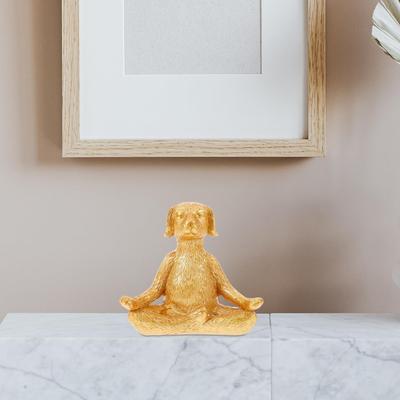 Yoga Dog Ornaments Gold Decor Figurines Animal Home Decor Creative Statue Meditation Sculpture Resin Lawn Bohemian
