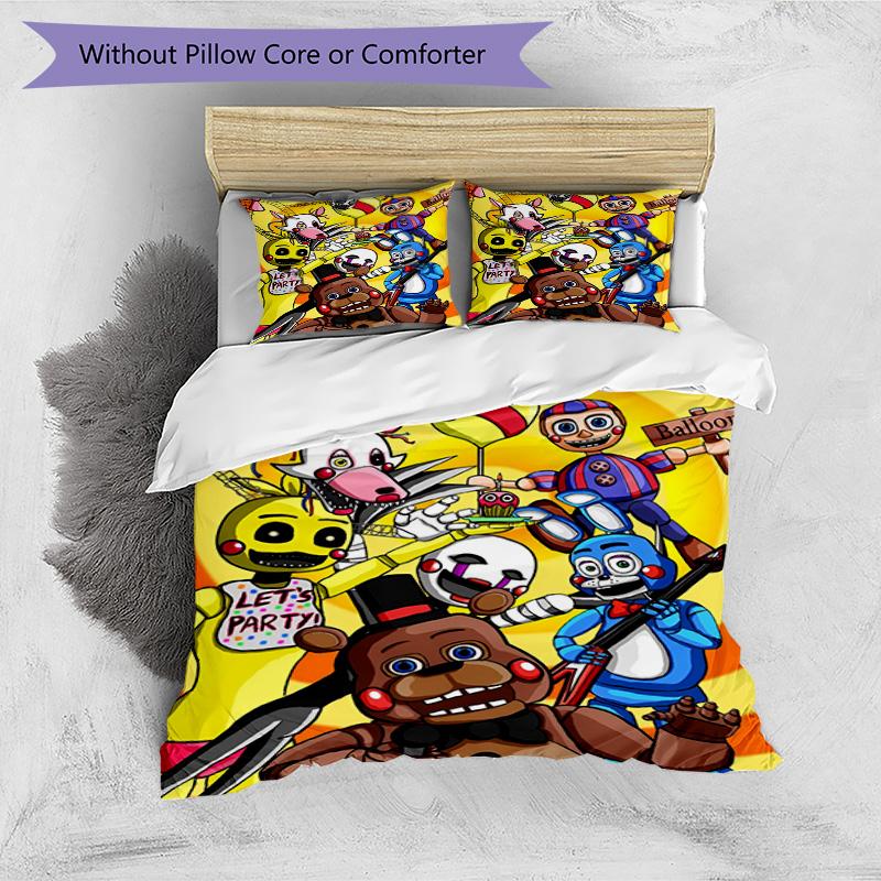 3pcs Duvet Cover Set (1*Duvet Cover + 2*Pillowcase, Without Core), Five Nights At Freddy's Print Bedding Set, Bedroom Decor, All‑Season, Birthday Gift