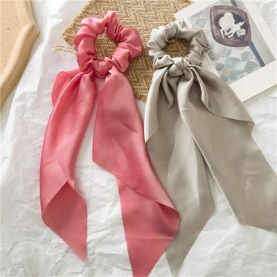 Women Girl Bow Satin Ribbon Ponytail Scarf Hair Tie Rope Scrunchies Elastic Band