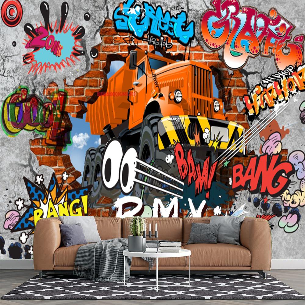 

3d Wall Murals Graffiti Cartoon Cars Wallpaper For Restaurant Boys Bedroom Graffiti Wall Paper 200 cm(W) x 140 cm(H)