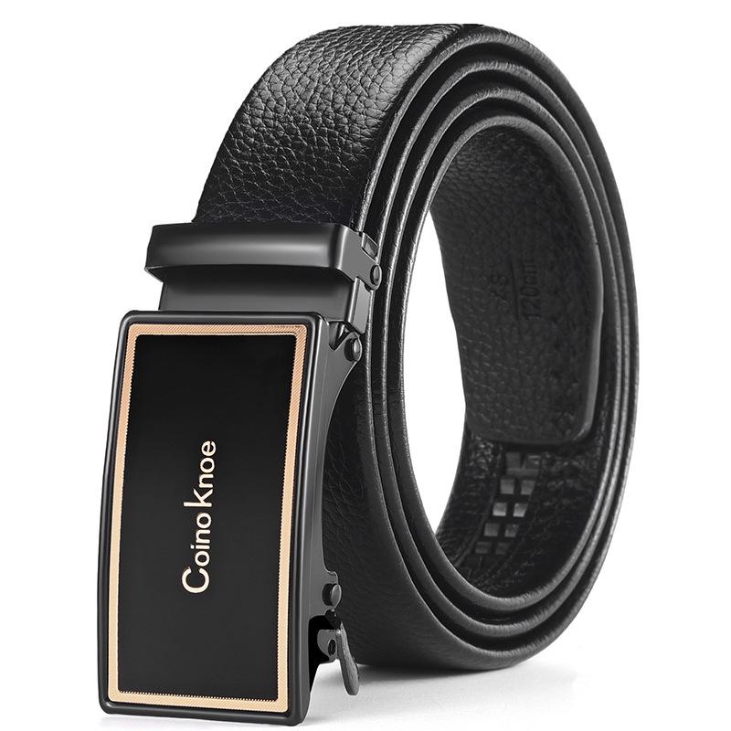 

Мужской кожаный ремень с автоматической пряжкой из сплава — простой и универсальный деловой аксессуар