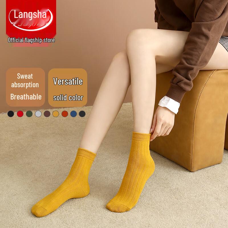 LangSha Women s Warm Thick Cotton Mid-Calf Socks - 6 Pairs