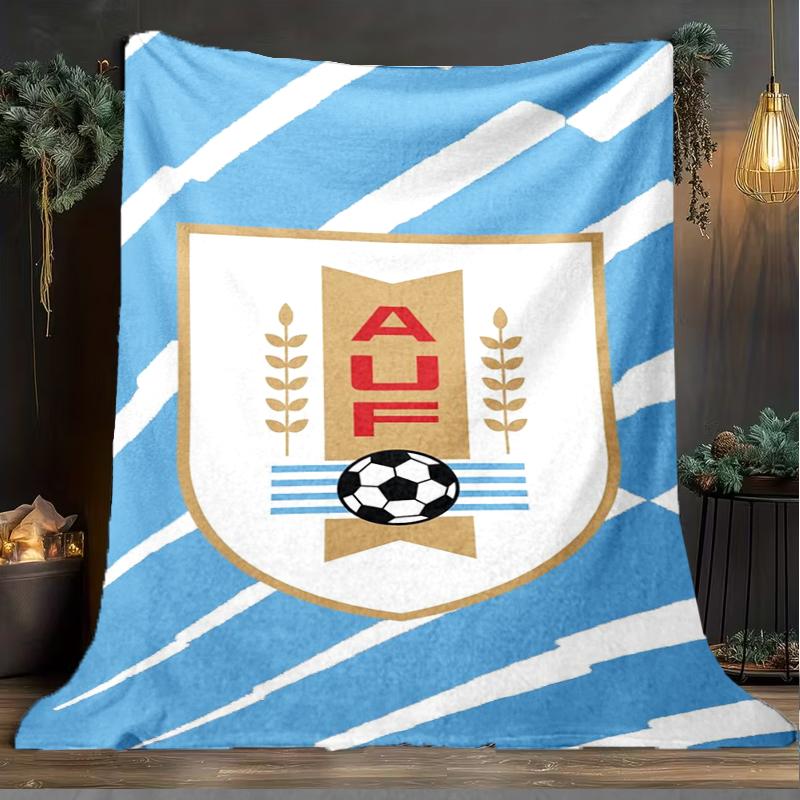 1pz Coperta morbida in flanella stampata con bandiera del football nazionale dell'Uruguay per camera da letto adulta, soggiorno, divano, campeggio, viaggi, regali per tifosi, regali di Natale