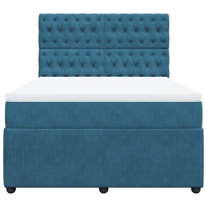 Maison Exclusive - Dark Blue Bed Slat Base and Mattress 160x200cm Velvet
