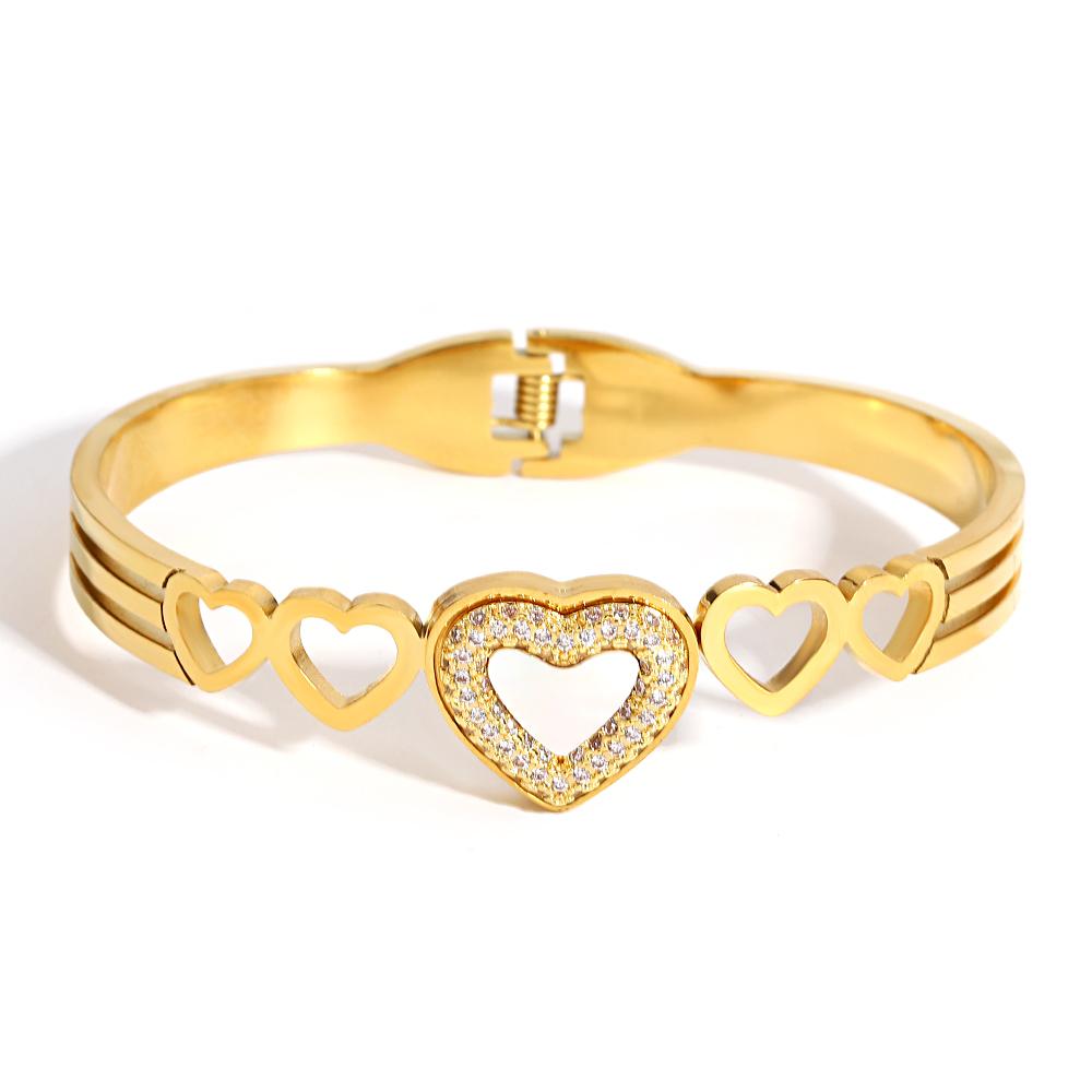 

Elegant Rhinestones Bracelet with White Shell for Women Stainless Steel Golden Series Jewelry Fashion Valentine s Day Jewelry