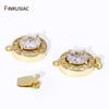 Trendy 18K Gold Plated Brass Oval Inlaid Zircon Insert Clasps Connector Clasp Fastener For DIY Jewelry Making Supplies