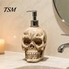 Gothic Bathroom Decor Accessories Skull Dispenser Bottle with Pump, Large Capacity Vinyl Refillable Stylish Guest Lotion Container, for Shower Gel And
