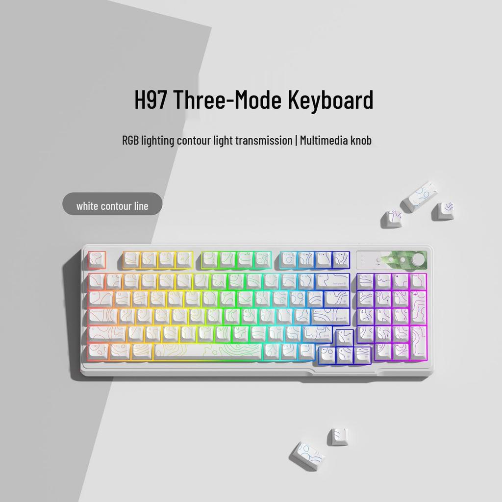 H97 Mechanical Keyboard: Wireless/Wired, RGB, Home/Office/Gaming, Three-Mode Bluetooth for Girls.