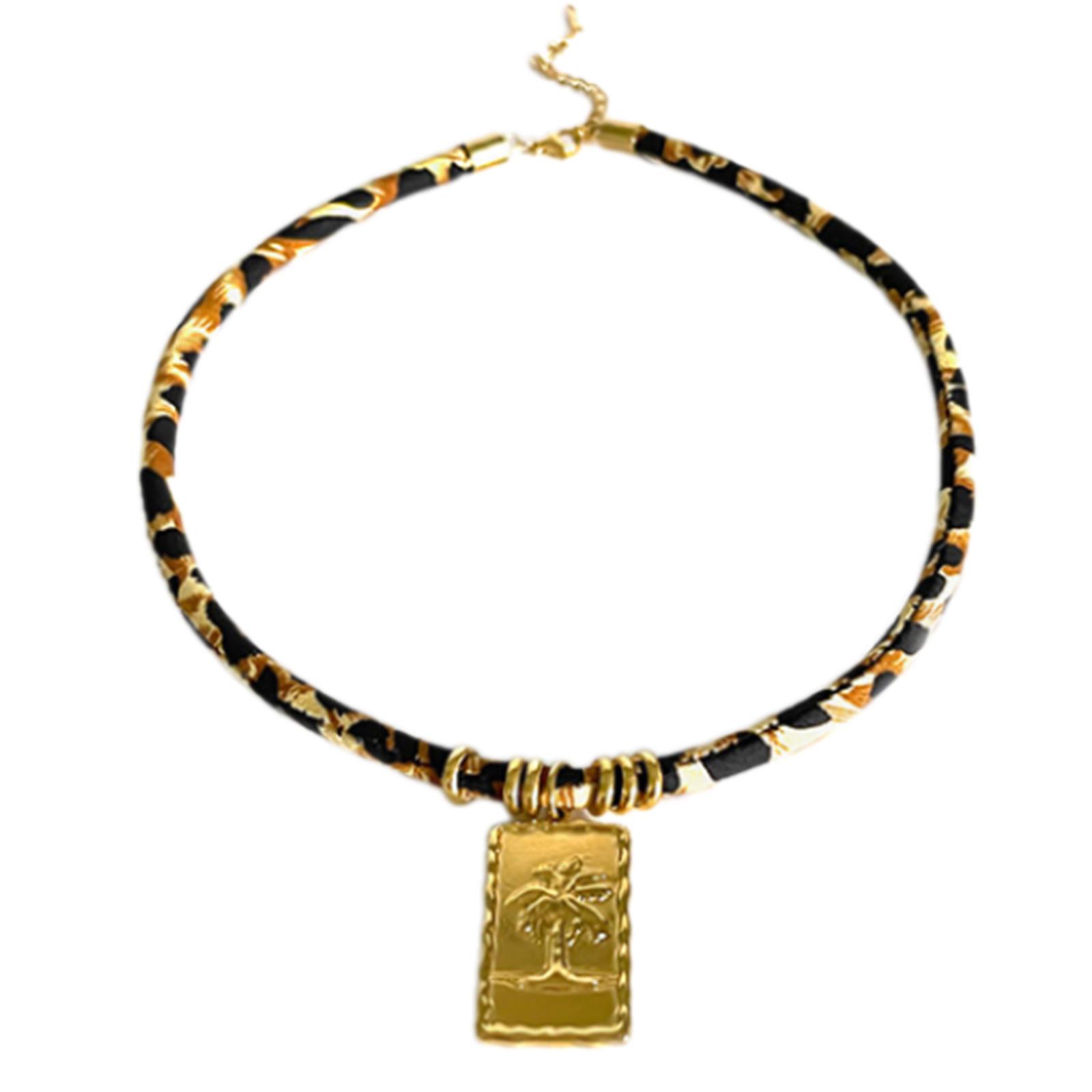 

Стильное ожерелье с леопардовым узором, кулон из нержавеющей стали, удобная бархатная веревочная цепочка-воротник для повседневной носки A