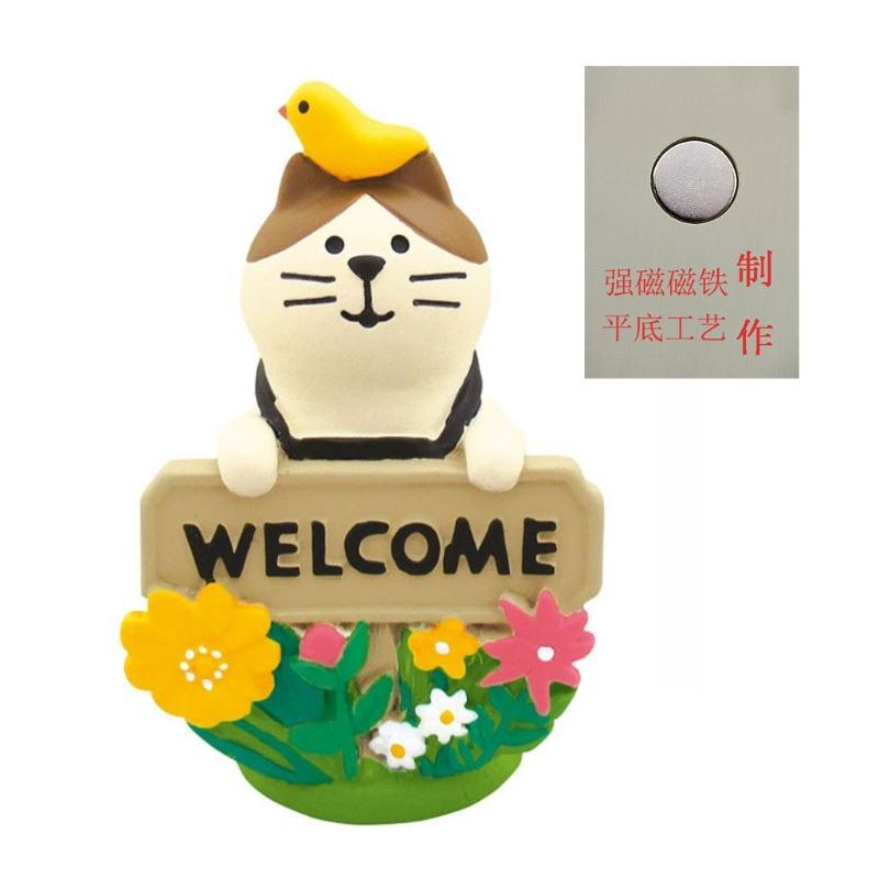 Japanese cat refrigerator sticker, grocery zakka cute bread coffee shop decoration gift miniature resin ornament