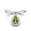 Delicate Tear Drop 7X5mm Pear Peridot 925 Sterling Silver Solitaire Women Wedding Ring