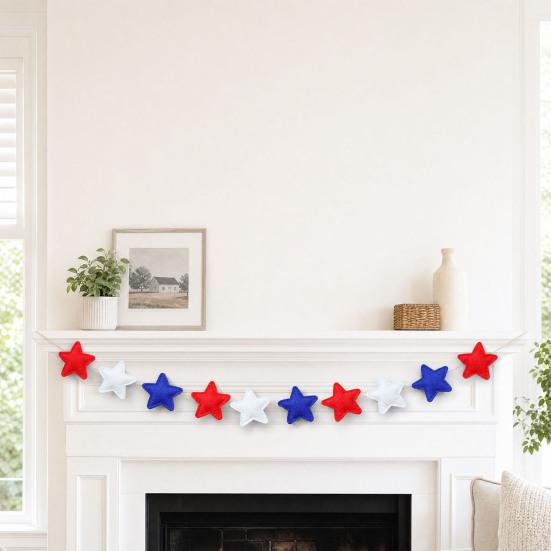 Yousheng Patriotic Garland Banner for 4th of July Decorations, Red White Blue Hanging Banner Bunting for Memorial Day, Veterans Day, Independence Day