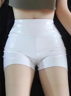 Women's High-Waisted Mirror PU Leather Shorts, Sexy Nightclub Three-Quarter Pants (S-3XL).