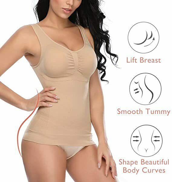Women's Shapewear Camisole with Shelf Built In Bra Tummy Control Extra Compression Body Shaper Weight Loss Tank Tops Slimming Underwear