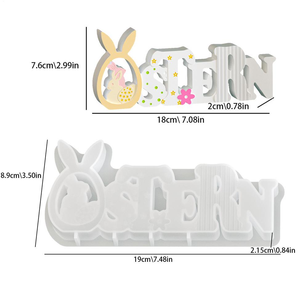 Easter Silicone Molds Silicone Rabbit Letter Crafting Mould Holiday Ornament Molds For Art Resin Plaster Easter Decor Ornament