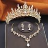 Elegant copper Color Crystal Bridal Jewelry Sets Princess Tiara Crown and Necklace Earrings Sets for Bridal Wedding Prom Gifts
