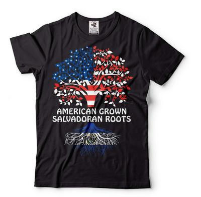 Camiseta Raíces Salvadoreñas Cultivada en América Camiseta El Salvador Camiseta con Bandera de El Salvador