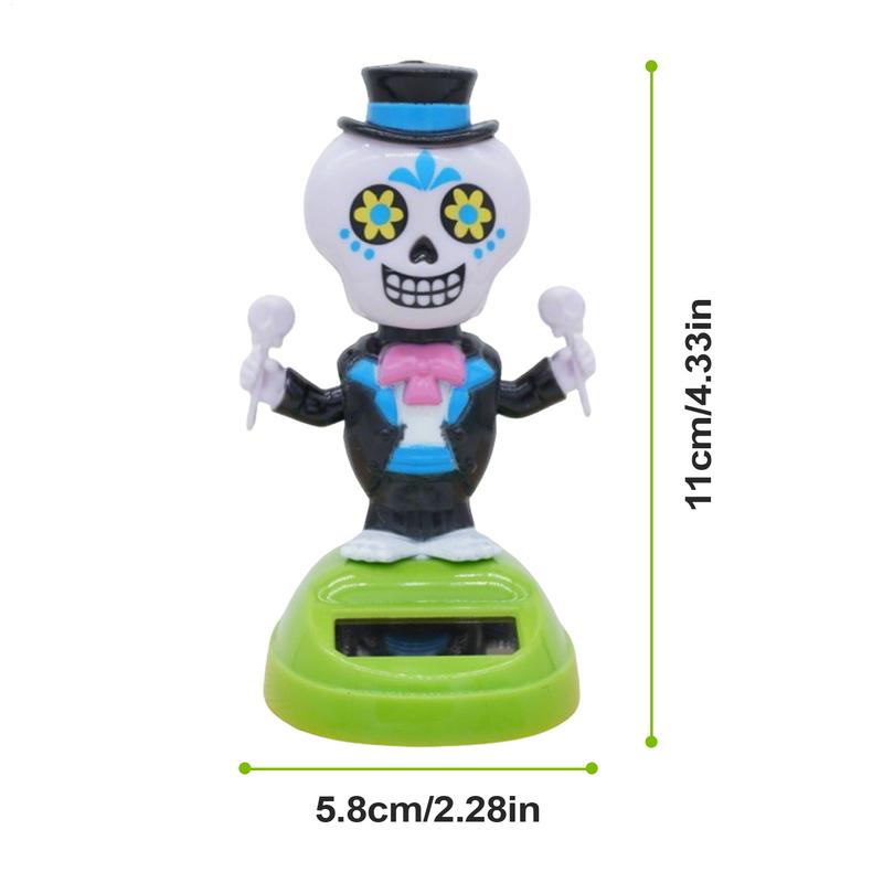 Solar Powered Dancing Toys Halloween Solar Dancing Bobble Skeleton Shaking Head Doll Toy Bobblehead Skeleton Shaking Spooky For