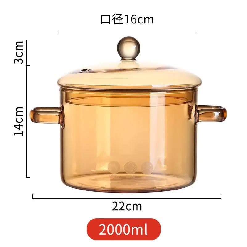 High Borosilicate Glass Saucepan for Cooking, Clear Cooking Pot, Gas Open Fire, High Temperature Resistant, Cookware, New, House