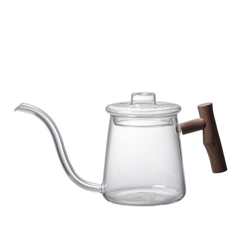 Kaffekanna för handbryggning med lång pip, hängande öron, tunn pip, värmetåligt glas, tekanna, multifunktionella kaffeglasvaror