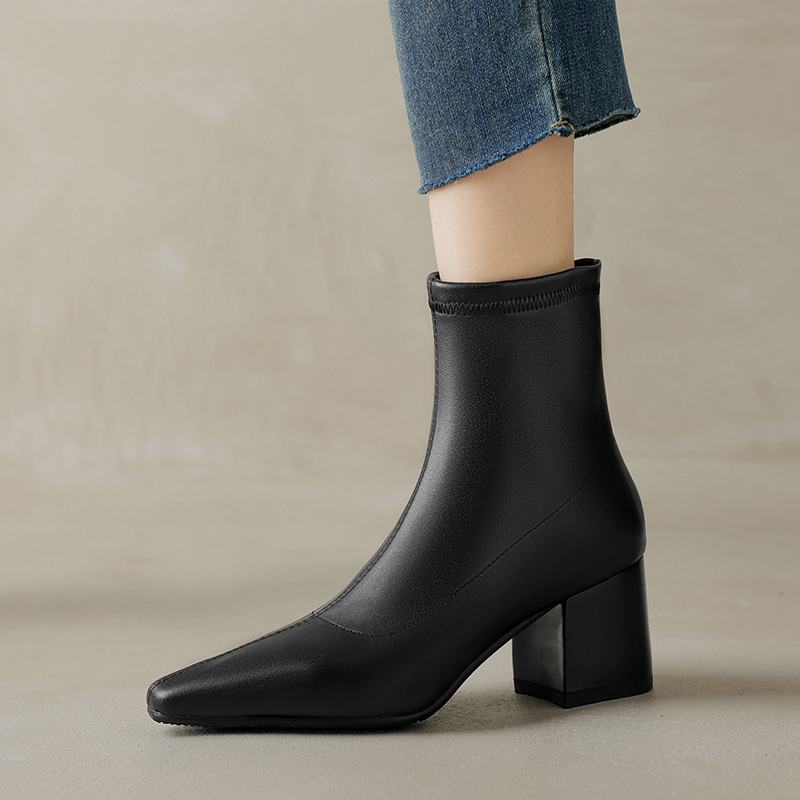 Krazing Pot Mikrovlákno Zimní Střední Podpatky Chelsea Boty Dámské Zip Velikost 43 Street Wear Strečové Kotníkové Boty