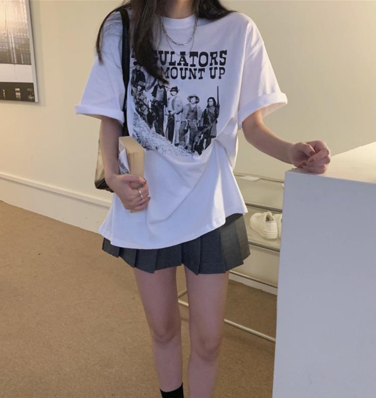 200g Pure Cotton Women's Oversized Loose-Fit Trendy Short-Sleeved T-Shirt - European & American Style