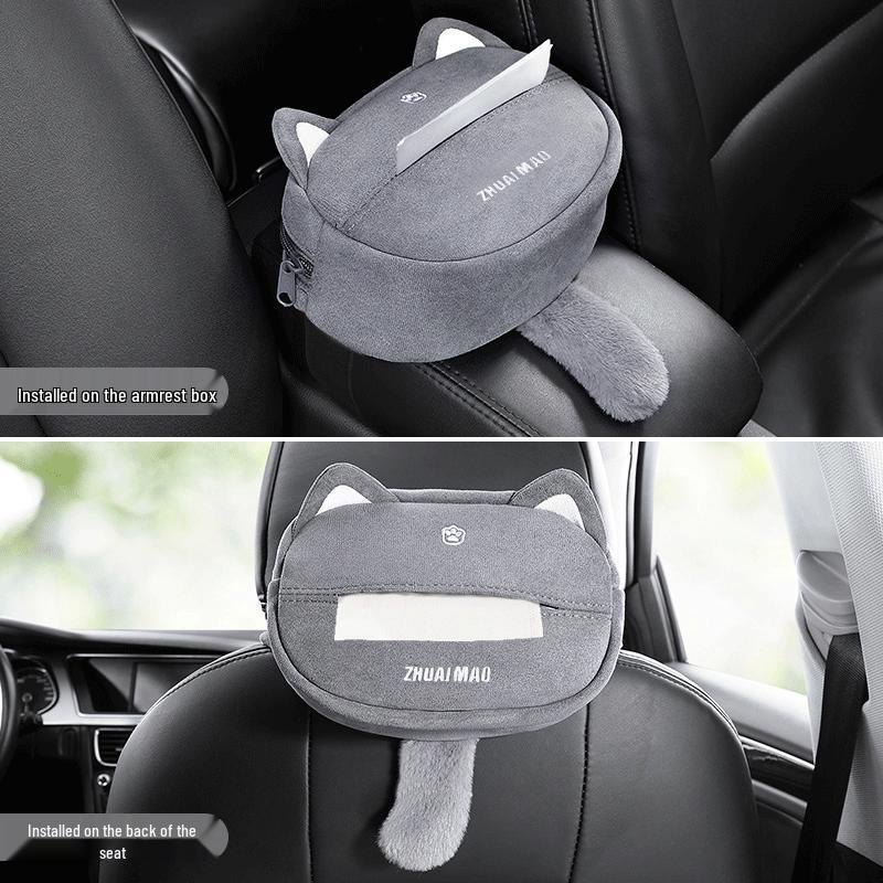 Zhuaimao Uchwyt na chusteczki do samochodu z kocimi uszami