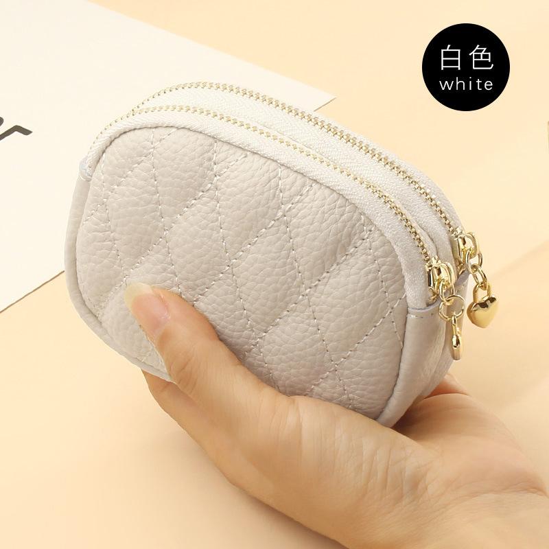 Coin Purse Key Ring Pendant Storage Bag Double Zipper Large Capacity Multi-card Slots Card Holder For Women Girls