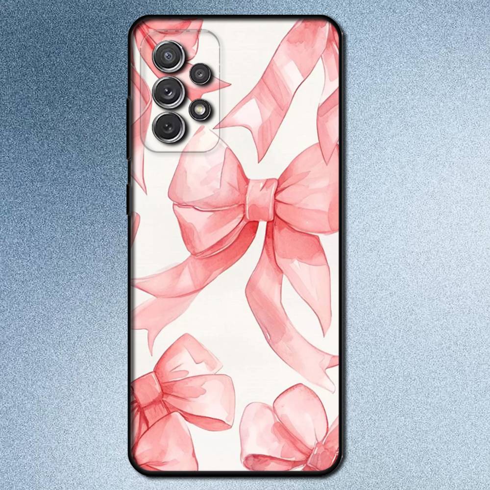 

Korean Cute Pink Bow Phone Case For Samsung S25,S24,S21,S22,S23,S30,Ultra,S20,Plus,Fe,Lite,Note,10,9,5G Black Cover Samsung S21 s305G
