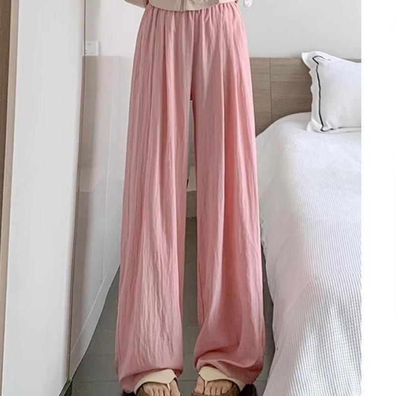 Apricot Color Ice Silk Wide-leg Pants for Women In Summer New Spring and Autumn High Waist Drooping Loose Casual Lazy Style Yamamoto Pants