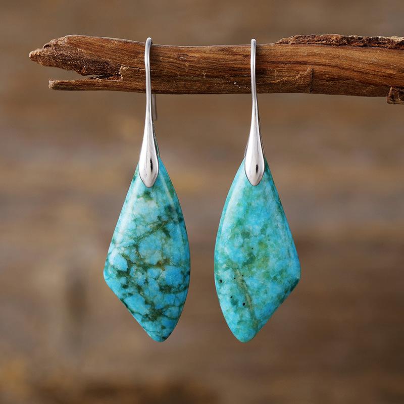 High Quality Light Luxury Water Drop Natural Phoenix Stone Earrings Earrings Popular Retro Jewelry