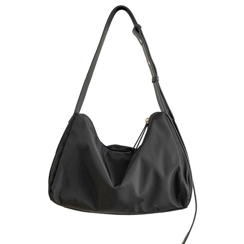 Nylon Small Square Bag Solid Color Simple Portable Underarm Bag Women's Splicing Design New Messenger Shoulder Bag