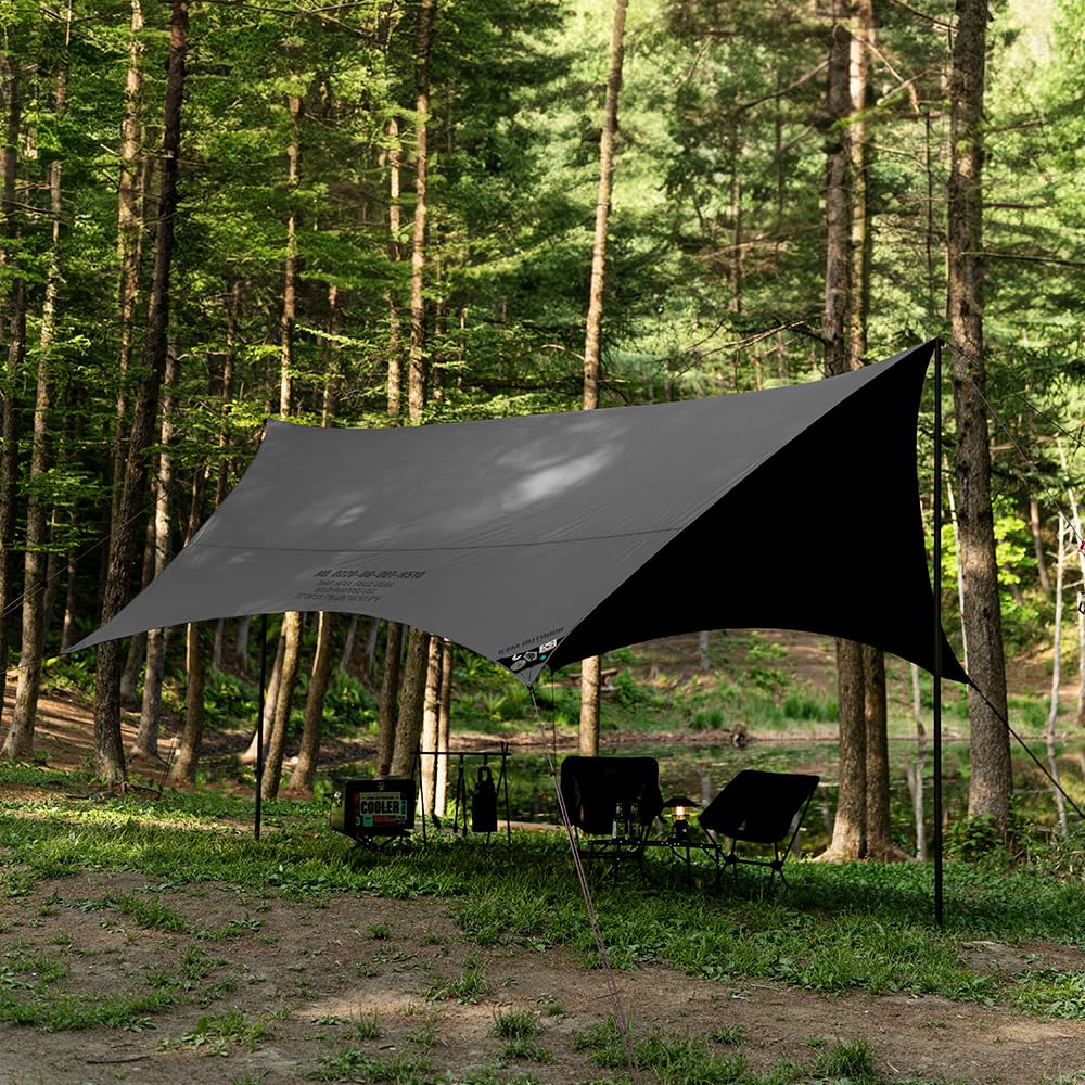 KZM Presenning Blackout Utendørs Egnet for Stor UV-lys Vann Holdbar Oppbevaringsveske Teflon Sommer Stilig Artikkel Telt, Presenning, Telt, 5,3x5,3m, Grupper,