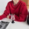 Luxi 2023 Samt Weinrot Langarm Pullover für Damen - Koreanischer Stil