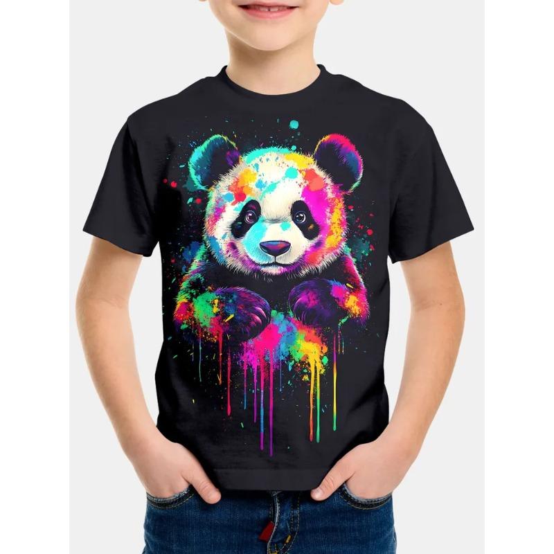 Soft Comfortable Children's Summer Round Neck Short Sleeved T-shirt Creative Color Fashionable Cool Printed Boy's T-shirt