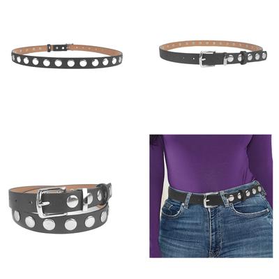 Harajuku Hot Girls Harajuku Style Waist Straps PU Alloy Rivet Waist Belt Coat Dress Punk Large Rivet Decor Waistband