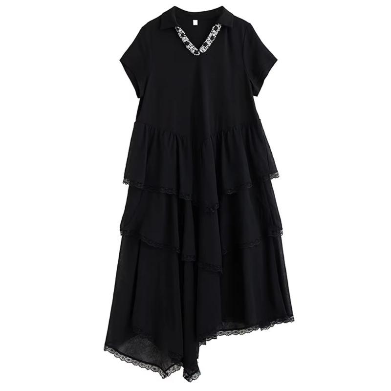 

XITAO Asymmetrical Lace Patchwork Dress ZMY1317 One Size чёрный