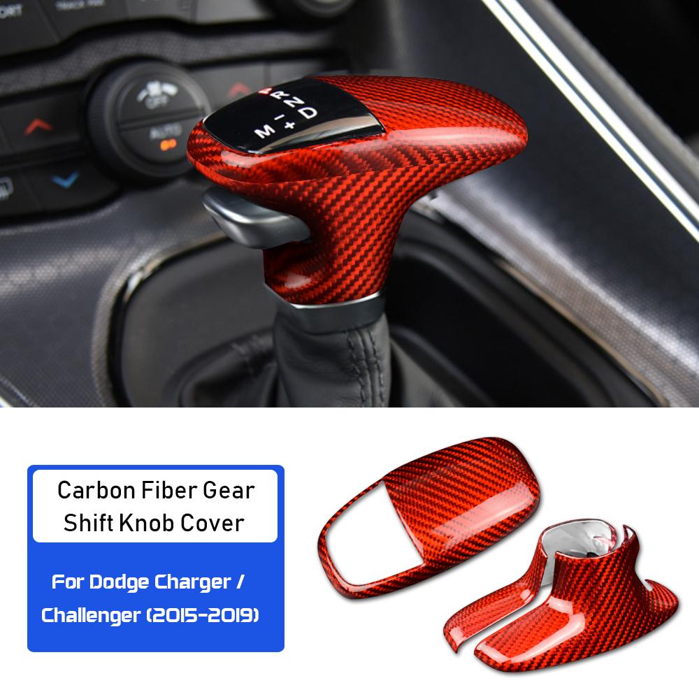 Real Hard Carbon Fiber for Dodge Challenger Charger 2015 2016 2017 2018 2019 2020 2025 2025 2025 Car Gear Shift Knob Cover