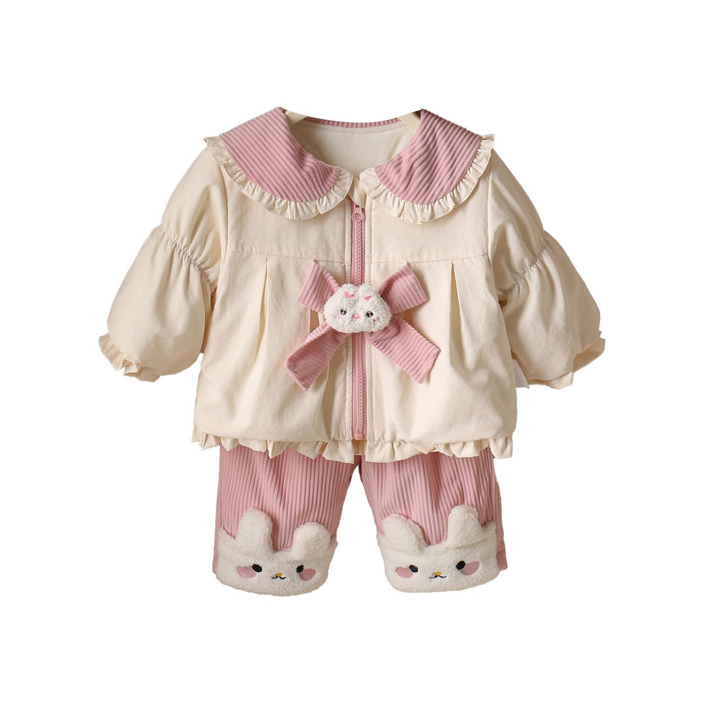 

Baby Girl Winter Fleece Two-Piece Set - Newborn Outerwear 90 cm