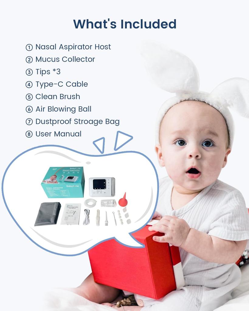 Electric Baby Nasal Aspirator with 3 Tips 9 Suction Levels, Nose Suction for Babies Toddler Infant Adult