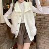High Collar Knitted Splicing Vest Women's Vest Autumn and Winter Loose Plush Vest Sleeveless Jacket Fluffy Waistcoat