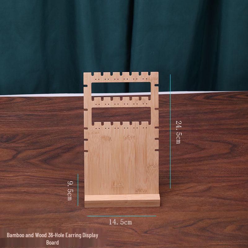 Bamboo Wood Jewelry Display Stand for Earrings, Studs, and Necklaces