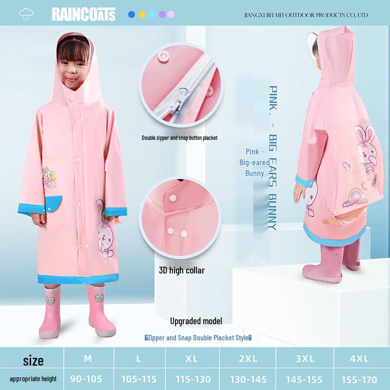EVA Cartoon Raincoat for Kids with Backpack Space