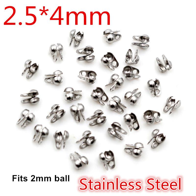 200pcs Connector Clasp Fitting 4*7mm Ball Chain Calotte End Crimps Beads Connector Components For DIY Jewelry Making Supplies