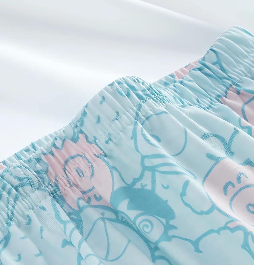 TYBERRY Hangyodon Long and Short Summer and Air Conditioning Front Character Simple Style Short Sleeve Set Pajamas, Loungewear, Sleeves, Spring,