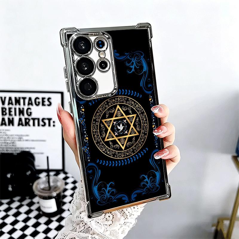 

David Jewish Star Symbol Plating Phone Case For Samsung Galaxy S24 S25 FE S26 Edge S23 Ultra S22 S21 Plus S20 Anti-Fall Airabag Samsung S26 Ultra